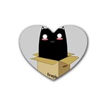 Black Cat in a Box Heart Coaster (4 pack)  Front