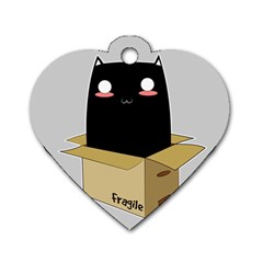 Black Cat In A Box Dog Tag Heart (two Sides) by Catifornia