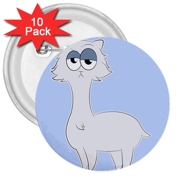 Grumpy Persian Cat Llama 3  Buttons (10 pack) 