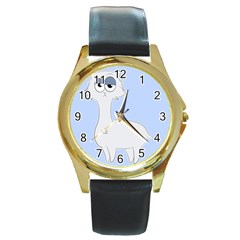 Grumpy Persian Cat Llama Round Gold Metal Watch by Catifornia