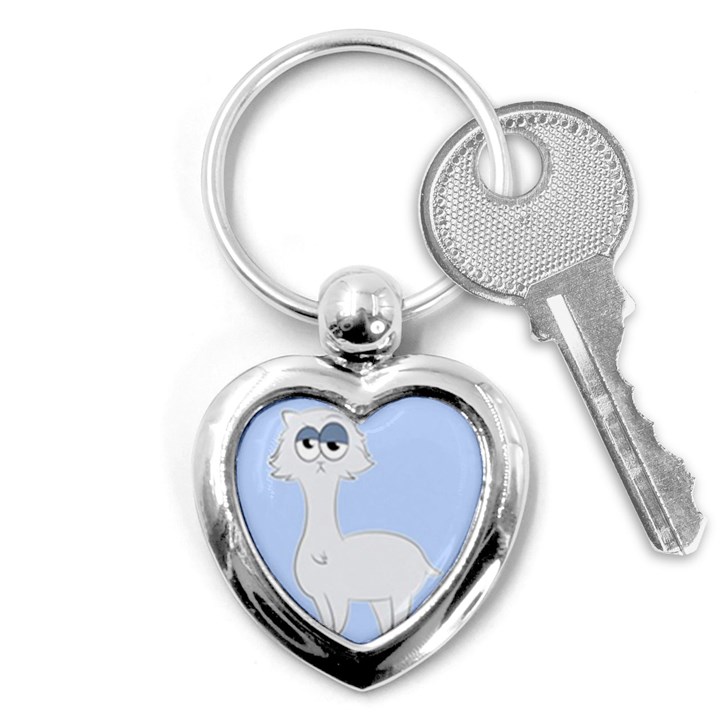 Grumpy Persian Cat Llama Key Chains (Heart) 