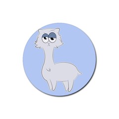 Grumpy Persian Cat Llama Rubber Coaster (round)  by Catifornia