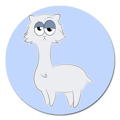 Grumpy Persian Cat Llama Magnet 5  (round) by Catifornia