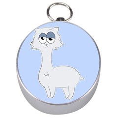 Grumpy Persian Cat Llama Silver Compasses by Catifornia