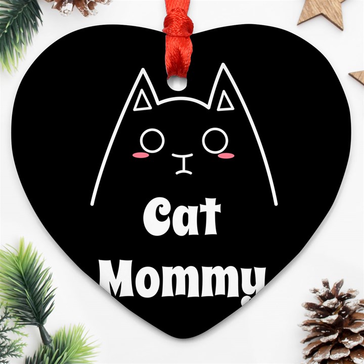 Love My Cat Mommy Heart Ornament (Two Sides)