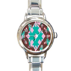 Animals Rooster Hens Chicks Chickens Plaid Star Flower Floral Sunflower Round Italian Charm Watch by Mariart