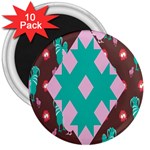 Animals Rooster Hens Chicks Chickens Plaid Star Flower Floral Sunflower 3  Magnets (10 pack)  Front