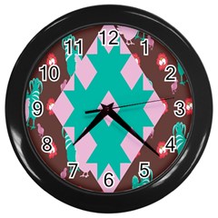 Animals Rooster Hens Chicks Chickens Plaid Star Flower Floral Sunflower Wall Clocks (black) by Mariart