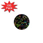 Wreaths Flower Floral Leaf Rose Sunflower Green Yellow Black 1  Mini Magnets (100 pack)  Front