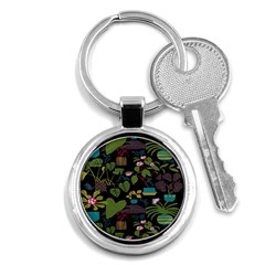 Wreaths Flower Floral Leaf Rose Sunflower Green Yellow Black Key Chains (round)  by Mariart