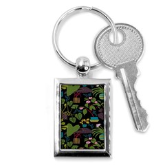 Wreaths Flower Floral Leaf Rose Sunflower Green Yellow Black Key Chains (rectangle)  by Mariart