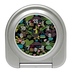 Wreaths Flower Floral Leaf Rose Sunflower Green Yellow Black Travel Alarm Clocks by Mariart