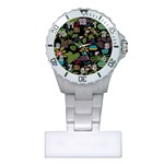 Wreaths Flower Floral Leaf Rose Sunflower Green Yellow Black Plastic Nurses Watch Front