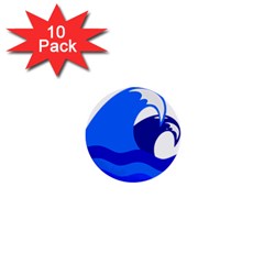 Blue Beach Sea Wave Waves Chevron Water 1  Mini Buttons (10 Pack) 