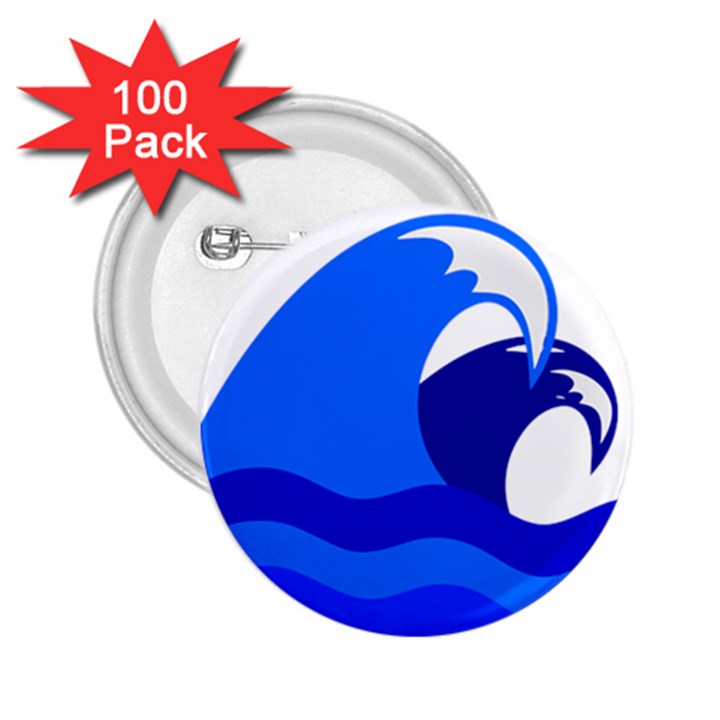 Blue Beach Sea Wave Waves Chevron Water 2.25  Buttons (100 pack) 