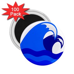 Blue Beach Sea Wave Waves Chevron Water 2 25  Magnets (100 Pack)  by Mariart