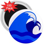 Blue Beach Sea Wave Waves Chevron Water 3  Magnets (100 pack) Front