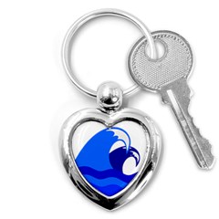 Blue Beach Sea Wave Waves Chevron Water Key Chains (heart) 