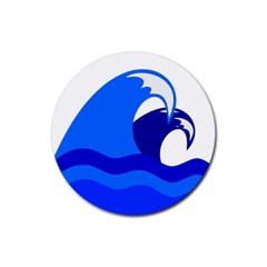 Blue Beach Sea Wave Waves Chevron Water Rubber Coaster (round)  by Mariart