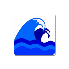 Blue Beach Sea Wave Waves Chevron Water Square Magnet by Mariart