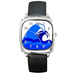 Blue Beach Sea Wave Waves Chevron Water Square Metal Watch Front