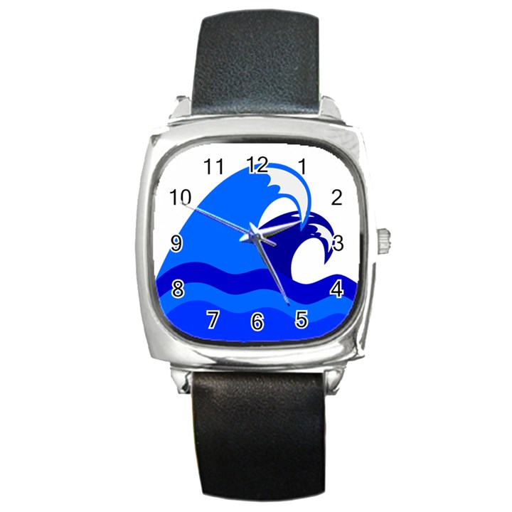 Blue Beach Sea Wave Waves Chevron Water Square Metal Watch