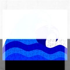 Blue Beach Sea Wave Waves Chevron Water Rectangular Jigsaw Puzzl by Mariart