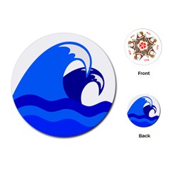 Blue Beach Sea Wave Waves Chevron Water Playing Cards (round)  by Mariart