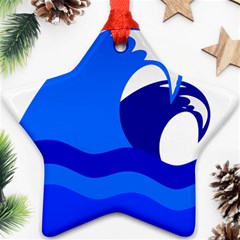 Blue Beach Sea Wave Waves Chevron Water Star Ornament (two Sides) by Mariart