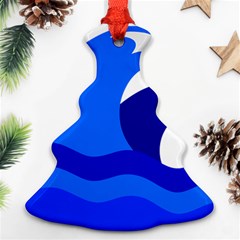 Blue Beach Sea Wave Waves Chevron Water Ornament (christmas Tree)  by Mariart