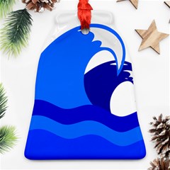 Blue Beach Sea Wave Waves Chevron Water Bell Ornament (two Sides) by Mariart