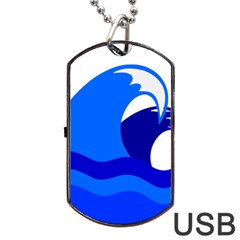 Blue Beach Sea Wave Waves Chevron Water Dog Tag Usb Flash (two Sides) by Mariart