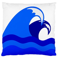 Blue Beach Sea Wave Waves Chevron Water Large Cushion Case (two Sides) by Mariart