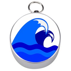 Blue Beach Sea Wave Waves Chevron Water Silver Compasses by Mariart