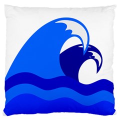 Blue Beach Sea Wave Waves Chevron Water Large Flano Cushion Case (two Sides) by Mariart