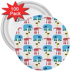 Animals Elephants Giraffes Bird Cranes Swan 3  Buttons (100 pack)  Front