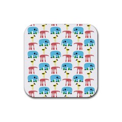 Animals Elephants Giraffes Bird Cranes Swan Rubber Coaster (square)  by Mariart