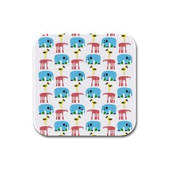 Animals Elephants Giraffes Bird Cranes Swan Rubber Square Coaster (4 Pack)  by Mariart