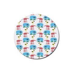 Animals Elephants Giraffes Bird Cranes Swan Rubber Round Coaster (4 Pack)  by Mariart