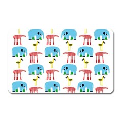 Animals Elephants Giraffes Bird Cranes Swan Magnet (rectangular) by Mariart