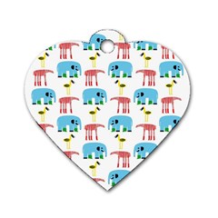 Animals Elephants Giraffes Bird Cranes Swan Dog Tag Heart (two Sides) by Mariart