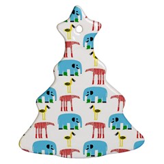 Animals Elephants Giraffes Bird Cranes Swan Ornament (christmas Tree)  by Mariart