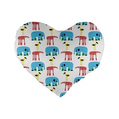 Animals Elephants Giraffes Bird Cranes Swan Standard 16  Premium Heart Shape Cushions by Mariart