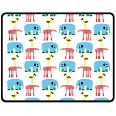 Animals Elephants Giraffes Bird Cranes Swan Double Sided Fleece Blanket (medium)  by Mariart