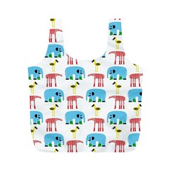 Animals Elephants Giraffes Bird Cranes Swan Full Print Recycle Bags (m)  by Mariart