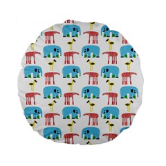 Animals Elephants Giraffes Bird Cranes Swan Standard 15  Premium Flano Round Cushions by Mariart