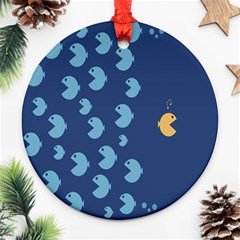 Blue Fish Sea Beach Swim Yellow Predator Water Ornament (round) by Mariart