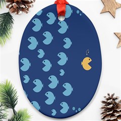 Blue Fish Sea Beach Swim Yellow Predator Water Ornament (oval) by Mariart