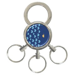 Blue Fish Sea Beach Swim Yellow Predator Water 3-ring Key Chains