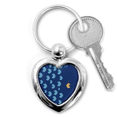 Blue Fish Sea Beach Swim Yellow Predator Water Key Chains (heart) 